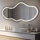 LED Spiegel Asymmetrisch 2 | Wandschalter-Steuerung | Neutralweißes Licht - Reyze Seria Salono Model 1 - Horizontal